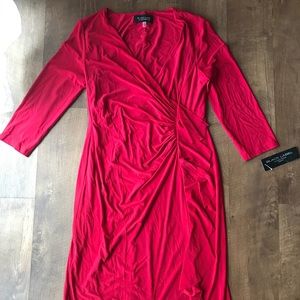 NWT Evan picone red ruffle detail dress